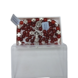 coffret chapelet et dizainier catholique cornaline