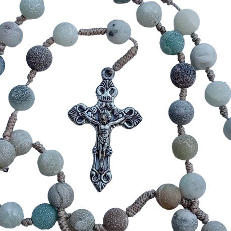 croix du Chapelet en amazonite givrée