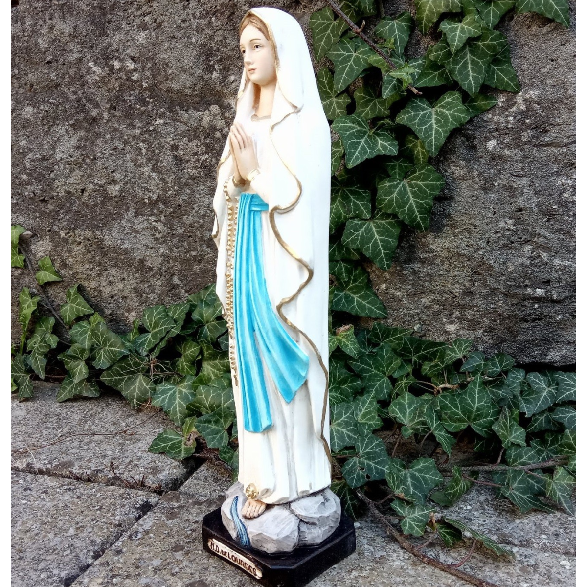 Statue de Notre-Dame de Lourdes résine peinte main