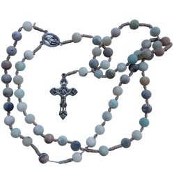 chapelet en pierre coloris amazonite sur corde
