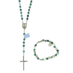 chapelet et bracelet en agate verte