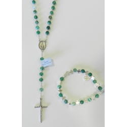 chapelet et bracelet en pierre agate verte