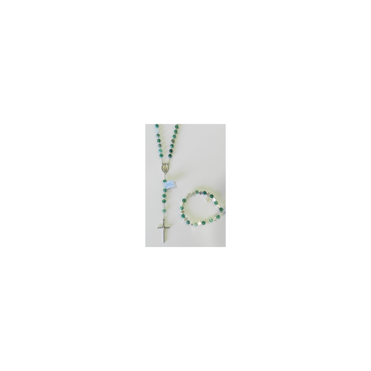 chapelet et bracelet en pierre agate verte