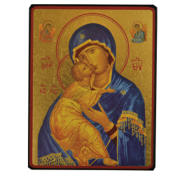 Icône de la Vierge de Vladimir tons bleus