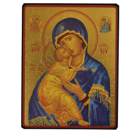 Icône de la Vierge de Vladimir tons bleus