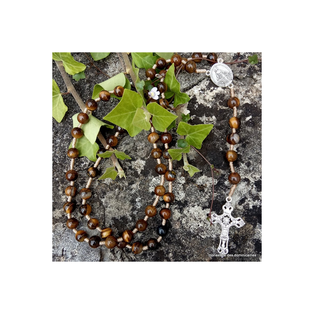 chapelet catholique en oeil de tigre