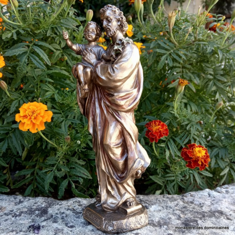 Statue de saint Joseph en bronze coulé à froid