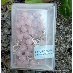 coffret contenant un chapelet en quartz rose chaine argent argent