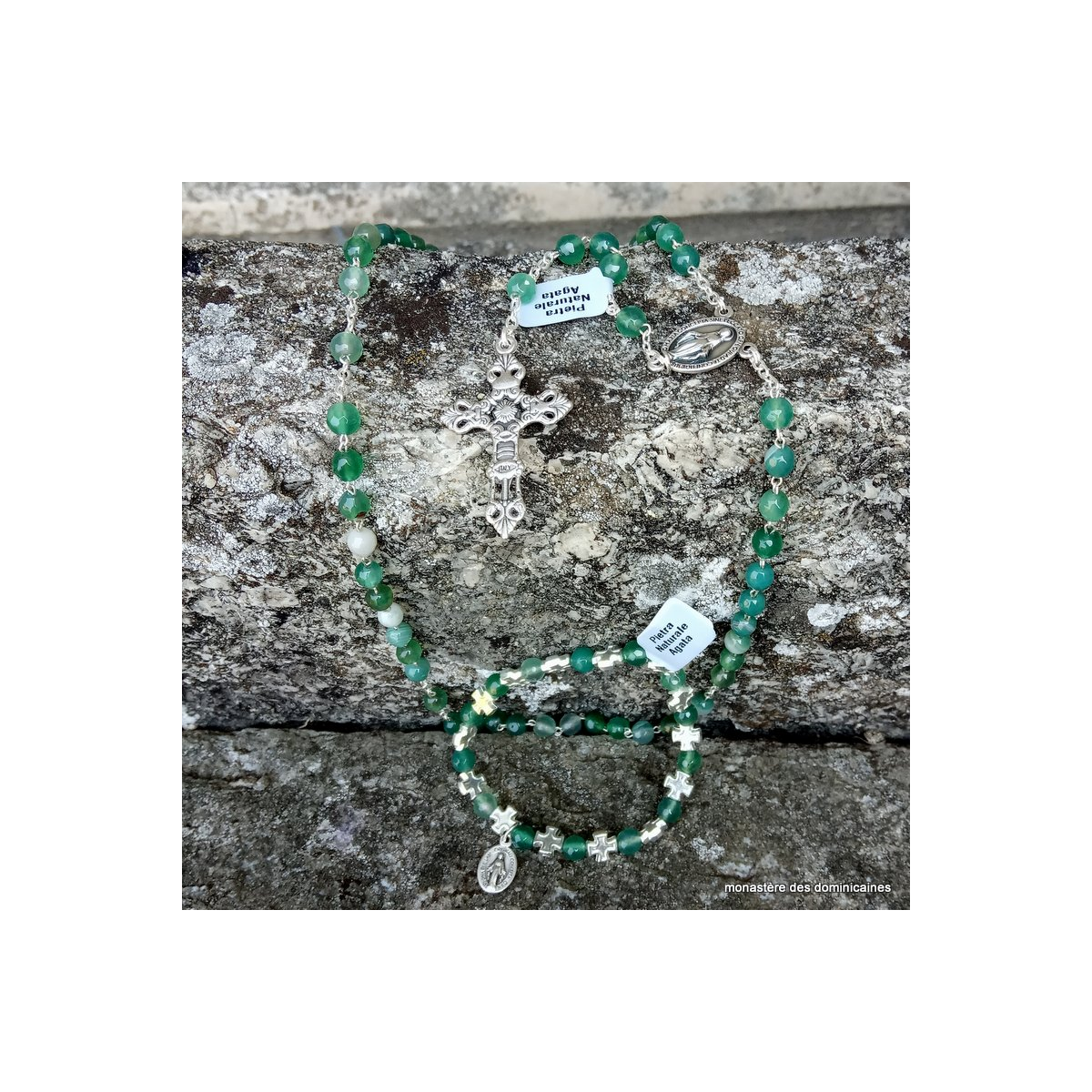 dizainier et chapelet en pierre naturelle d'agate