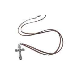 petite croix du pardon avec cordon simili-cuir