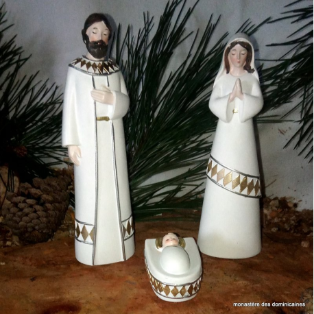 crèche de Noël 3 personnages blanche