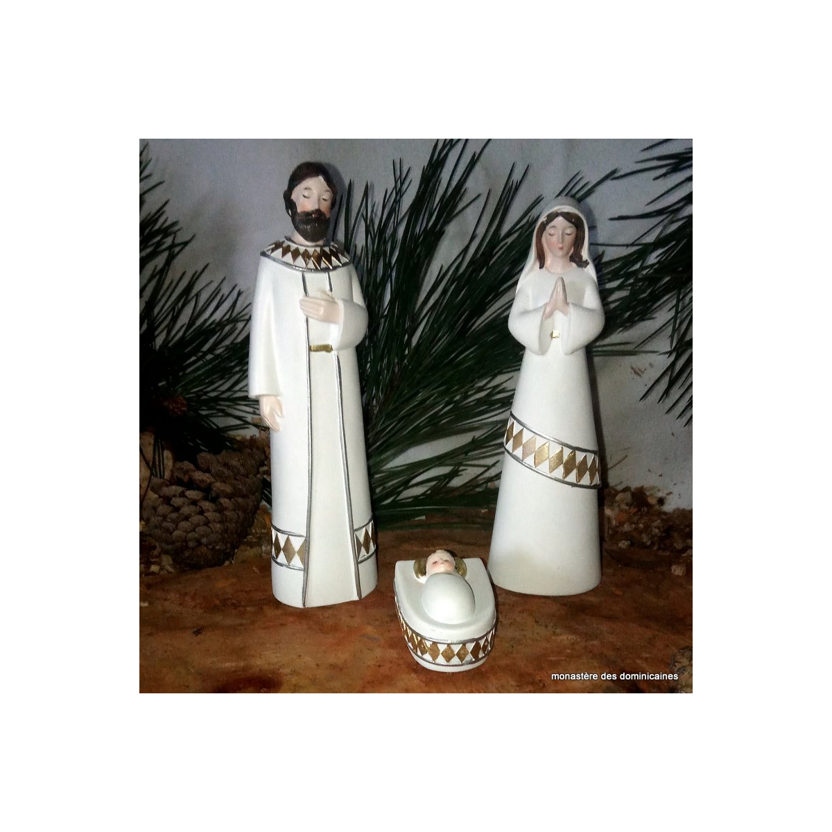 crèche de Noël 3 personnages blanche
