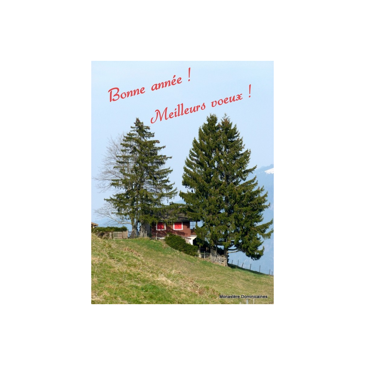 Carte "Bonne année et meilleurs veux" repésentant un chemin montagne